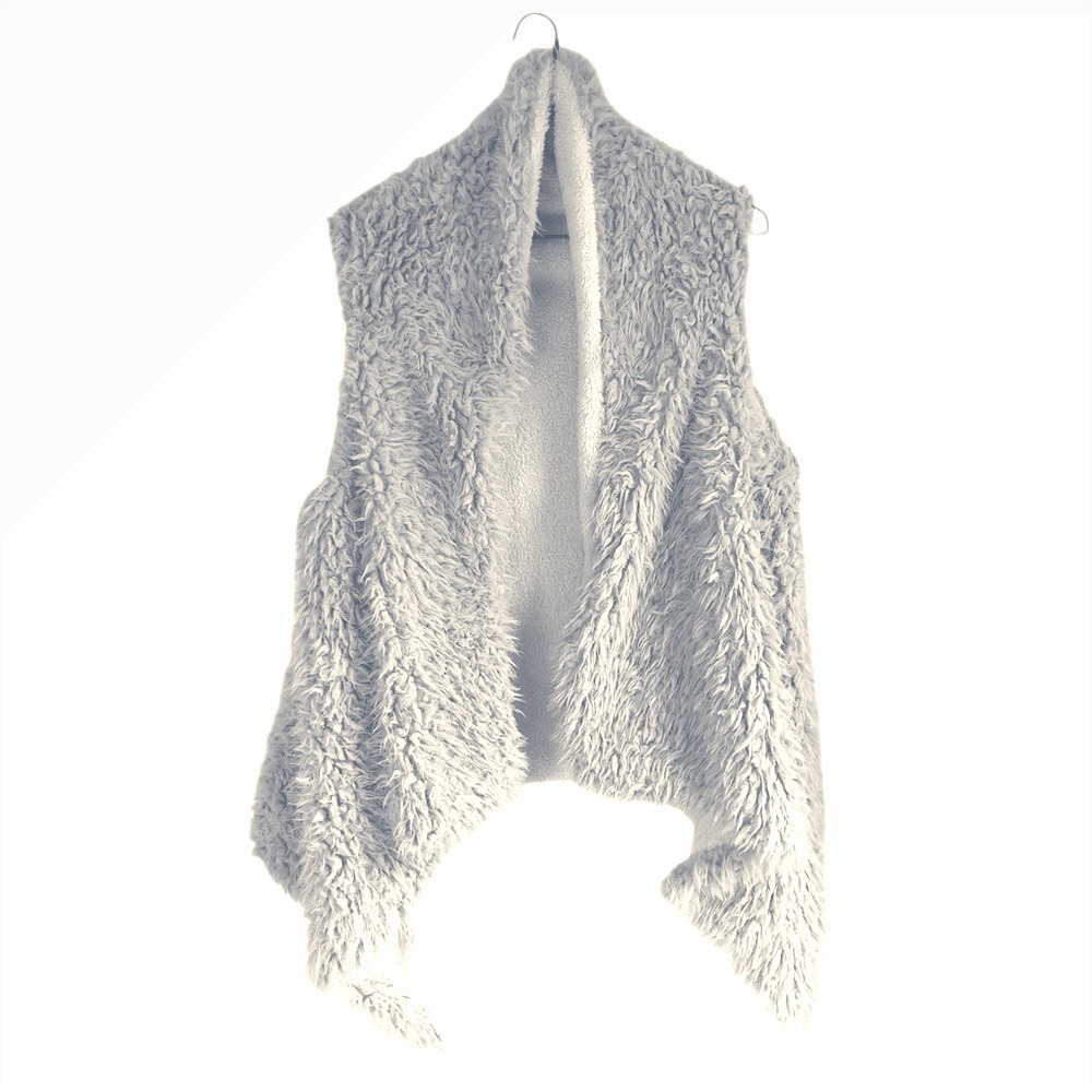 Reversible Vest Cream 1X Faux Fur Shearling Mob Wife Open Front Oversized Soft